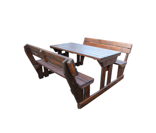 PINE PICNIC TABLE 8 SEATER+BACK (BROWN)